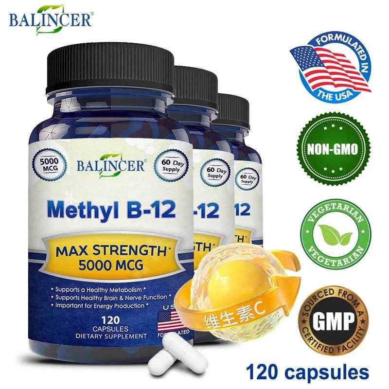 Vitamin B12 - 5000 MCG Supplement -Benefits Brain &amp; Heart Function, Supports Memory, Learning, Helps Boost Natural Energy
