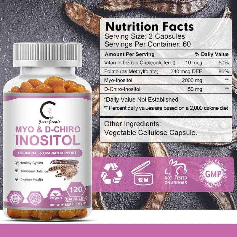 Myo Inositol and D-Chiro Inositol Supplement with Folic Acid Supports Fat Metabolism Healthy Ovarian &amp; Liver Function