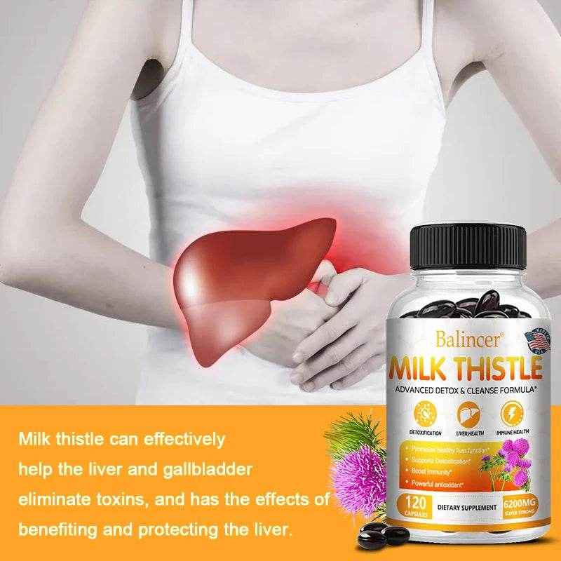 Balincer Milk Thistle Extract Supplement 6200mg - Liver Health, Detoxification - Antioxidants, Non-GMO, Gluten-Free