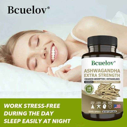 Ashwagandha Extract 3000 mg Root Anti-Stress Anxiety Supplement - Supports Better Sleep, Mood, Energy, 120 Capsules
