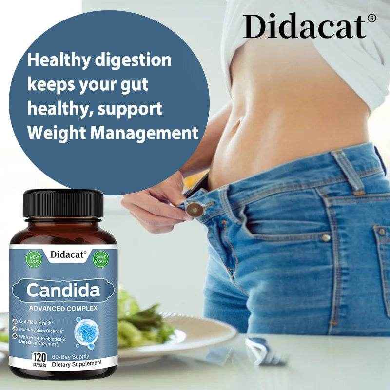 Candida Advanced Complex, Intestinal Supplement, Digestive Support, Constipation, Weight Loss, with Probiotic Digestive Enzymes