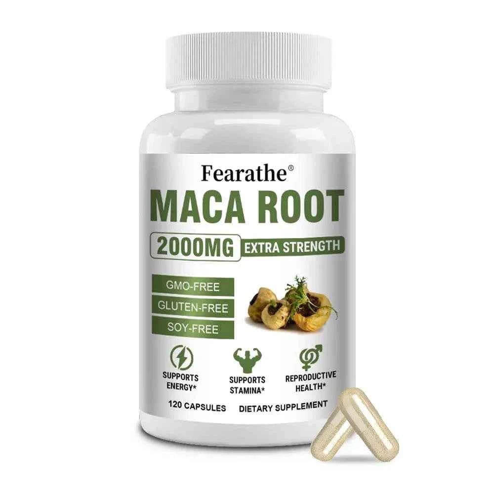 Maca Root 2000 mg, Red, Yellow, and Black Maca Supplement, Supports Muscle Mass, Endurance, and Performance, 120 Capsules