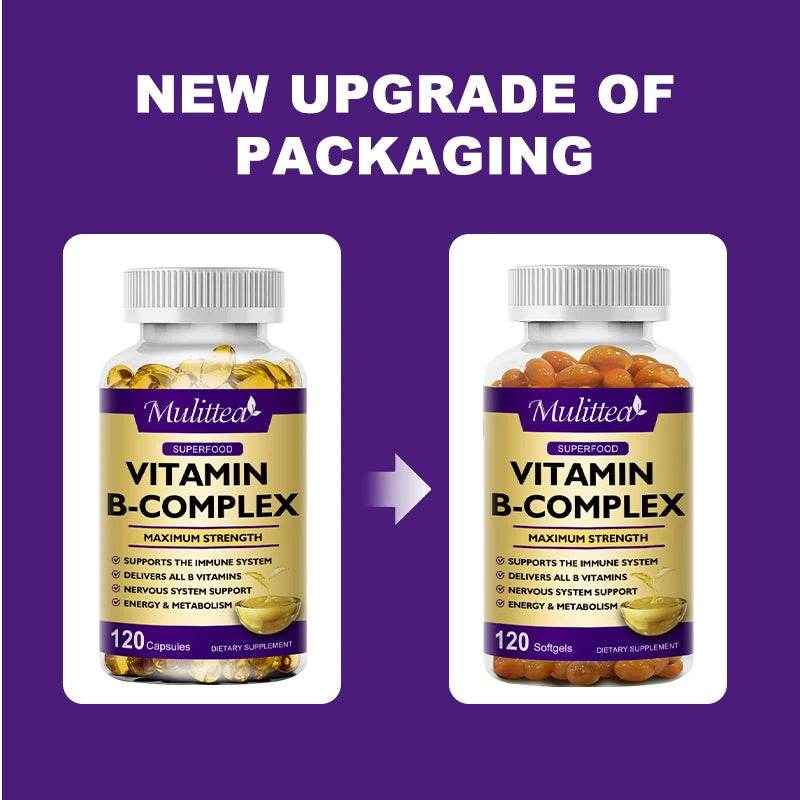 Mulittea Vitamin B Complex Capsules Help Relieve Fatigue Improve Digestion Reduce Stress Better Mood Support Immune Supplement