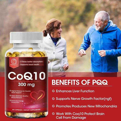 BBEEAAUU Coenzyme Q10 Capsules Heart Health Supplement COQ10 Supports Cardiovascular Health Blood Pressure Health