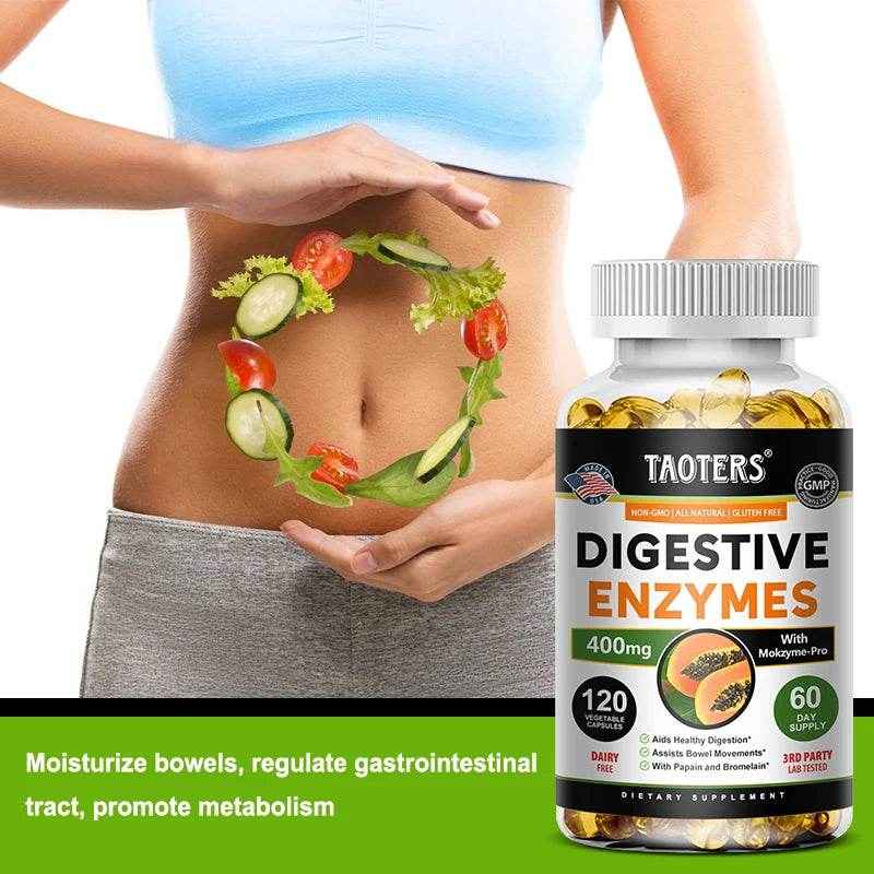 Digestive Enzyme Supplement, Beneficial Bacteria Support Immune, Digestive &amp; Cardiovascular Health, 60 Capsules