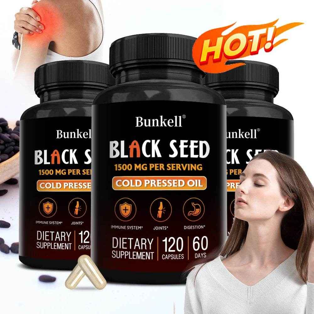 Black Cumin Seed Oil Capsules, Rich in Antioxidants, Supports Digestive, Respiratory, Kidney, Liver and Circulatory Function