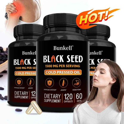 Black Cumin Seed Oil Capsules, Rich in Antioxidants, Supports Digestive, Respiratory, Kidney, Liver and Circulatory Function