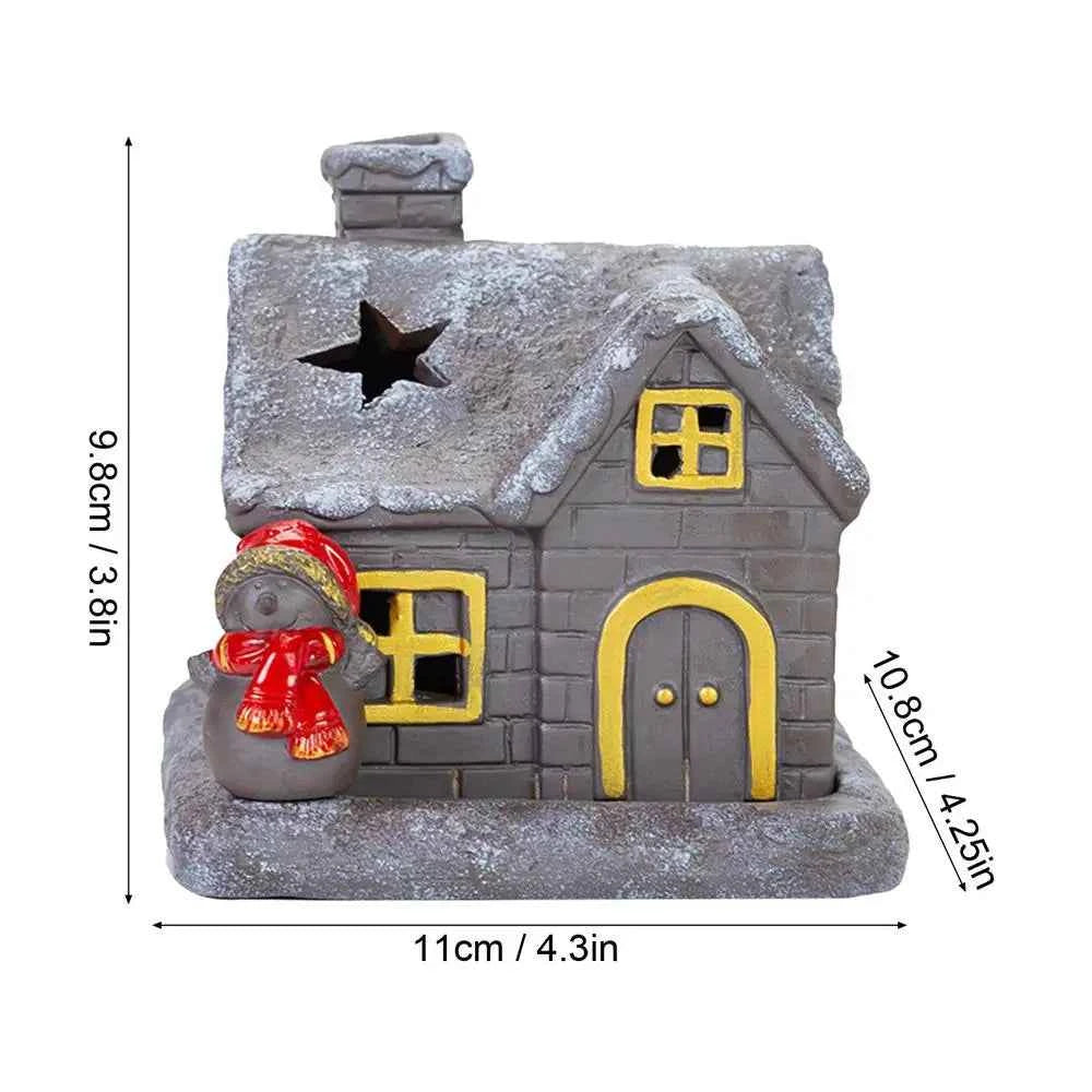 Christmas House Incense Burner - Ceramic Aroma Cone Burner with Chimney Design and Ash Catcher for Table Décor