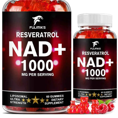 NAD+ Resveratrol Supplement Gummies - High Absorption, Energy Supplement, Daily Energy & Skin Support  - 60 Gummies