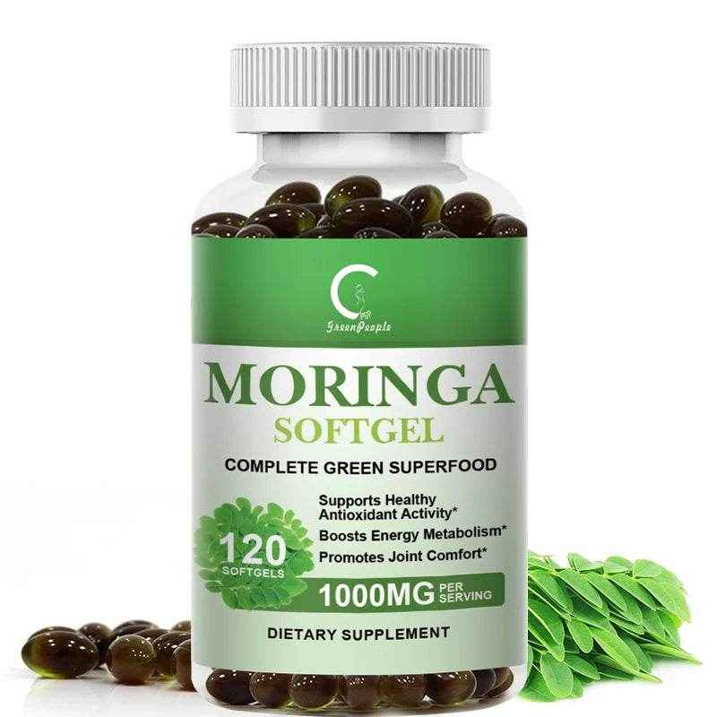 Organic Moringa Leaf Extract 1000mg Serving 100% Pure 120 Caps Immune Support , Strong Antioxidant, Digestive &amp; Gut Health