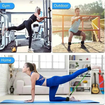 Adjustable Resistance Leg Puller Belt with Foot Loop &amp; Edge Protection – Elastic Strap for Leg Strength Training