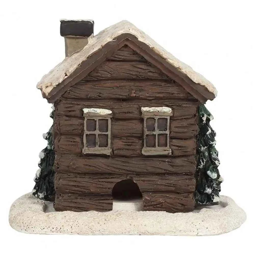 Winter Cabin Decoration - Rustic Log Cabin Incense Burner in Christmas Style for Home Fragrance and New Year Gifts