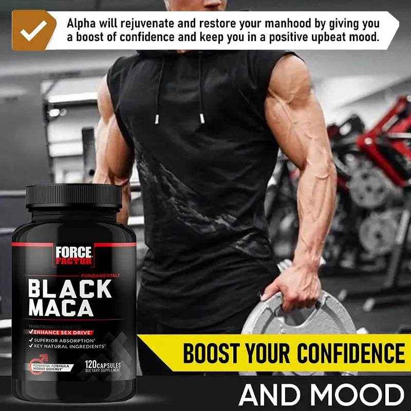 Organic Black Maca Capsules, Helps with Energy, Endurance, Mood Health, Antioxidant Support, Vegan, Non-GMO