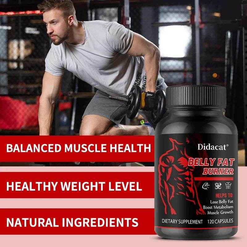 Didacat Belly Fat Burner for Men - Burn Belly Fat, Tighten Abs, Boost Muscle Growth, Metabolism - Caffeine Free