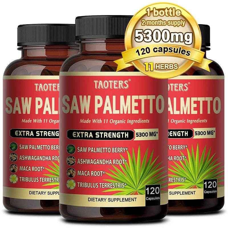 Saw Palmetto Extra Strength 5300mg Combined with Ashwagandha, Turmeric, Tribulus, Maca, Green Tea, Etc - Support Prostate Health