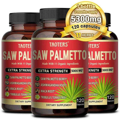 Saw Palmetto Extra Strength 5300mg Combined with Ashwagandha, Turmeric, Tribulus, Maca, Green Tea, Etc - Support Prostate Health