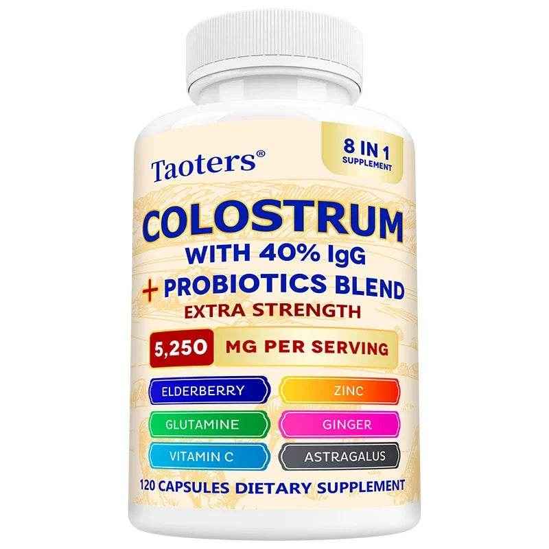 Colostrum Supplement Capsules 5250 Mg, Grass Fed Colostrum (40% IgG 500 Mg, Probiotics 50 Mg. Vitamin C Ginger Zinc