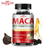 Maca Root + Ginseng Extract Supplement - Performance, Muscle Building, Energy, 120 Vegetarian Capsules