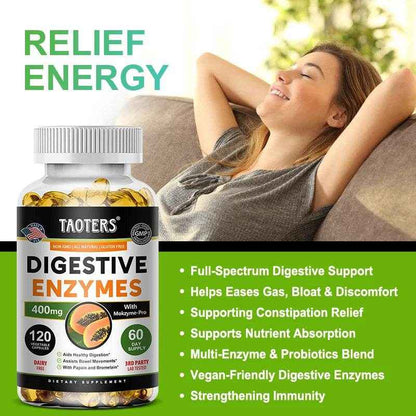 Digestive Enzyme Supplement, Beneficial Bacteria Support Immune, Digestive &amp; Cardiovascular Health, 60 Capsules