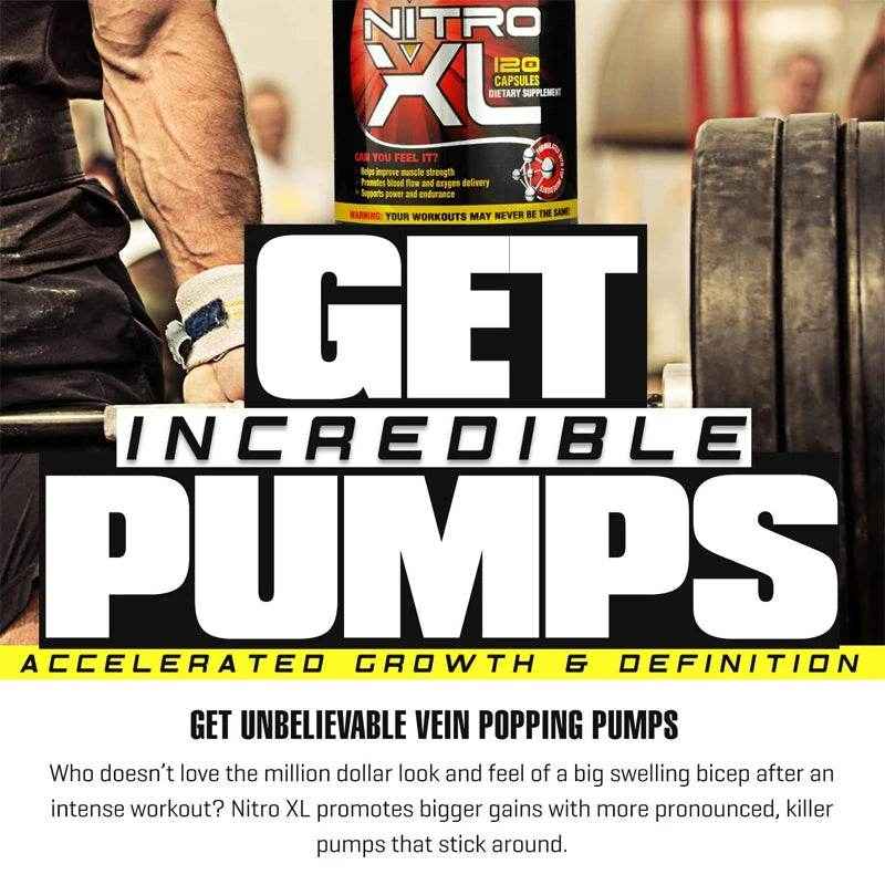 Nitro XL - Premium Nitrogen Booster for Boosting Endurance and Muscle Growth, 120 Capsules