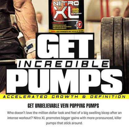 Nitro XL - Premium Nitrogen Booster for Boosting Endurance and Muscle Growth, 120 Capsules