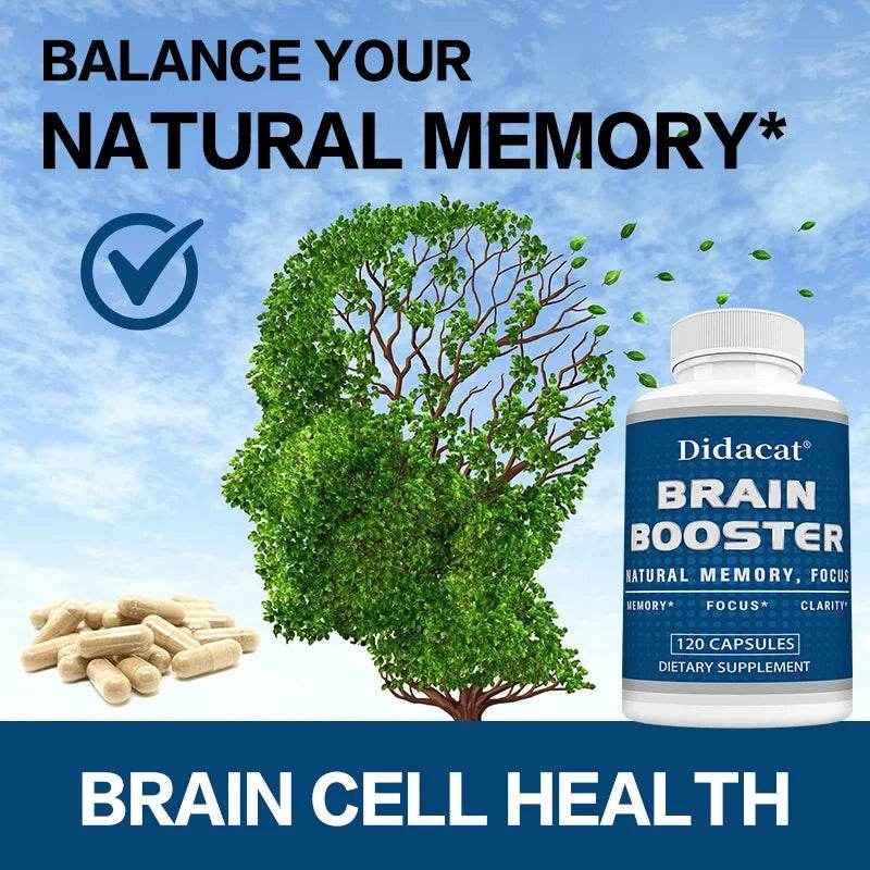 Didacat Brain Supplements - Helps with Memory, Clarity, Focus, Balanced Energy Levels, Supports Brain Health