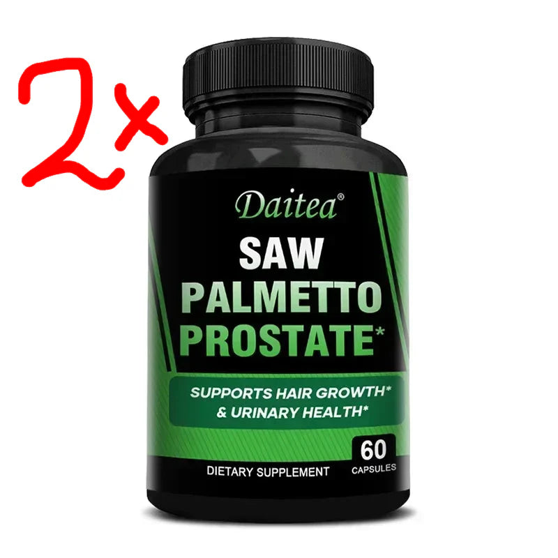 Saw Palmetto Prostate Capsules 2 x 60 = 120 capsules - Help Promote Prostate Health,Reduce Baldness and Thinning Hair &amp; Regulate Hormonal Sex Capsules in The Body by Roksy