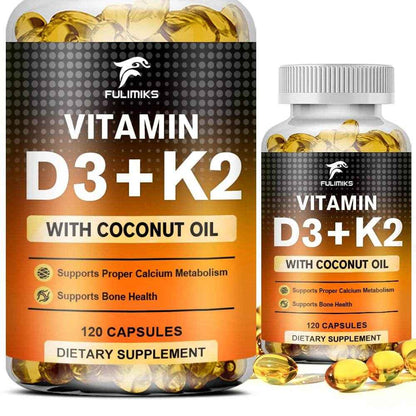 Vitamin D3+K2 Capsules, Heart Health, Bone and Joint Health Support, Suitable for Men and Women - D3 K2 Multivitamin Supplemen