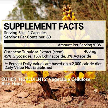 Cistanche Tubulosa Supplement 400MG - Mood, Endurance, Athletic Performance, Energy and Muscle Strength Support