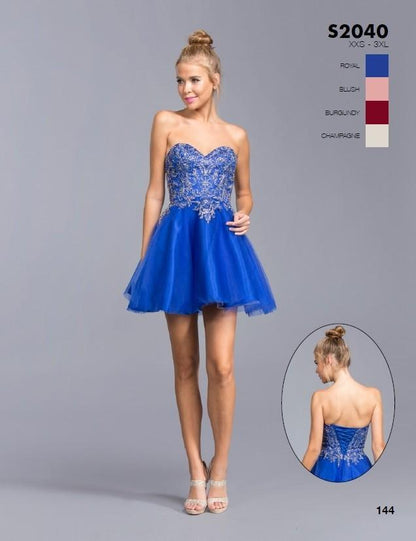 CLEARANCE - Aspeed S2040 Sweetheart Neckline Strapless Short Dress (Size 3XL) by DiscountDressShop