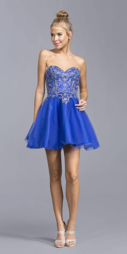 CLEARANCE - Aspeed S2040 Sweetheart Neckline Strapless Short Dress (Size 3XL) by DiscountDressShop