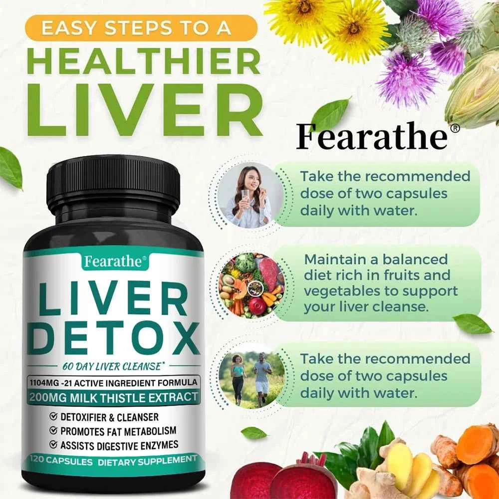 Liver Detox Supplement - 1104 Mg Per Serving - Detox, Cleanse, Digestive Enzymes, Good for Immunity, Digestion, Fat Metabolism