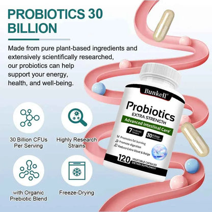 Probiotics - Supports Gut Health, Nutrient Digestion, Weight Management, Metabolism, and Calorie Control - 120 Capsules