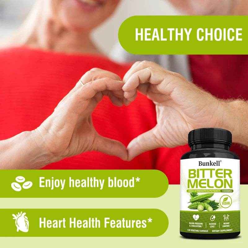 Bitter Melon Extract, Supports Blood Pressure, Weight Management, Balanced Blood Sugar Health &amp; Circulation, 120 Capsules