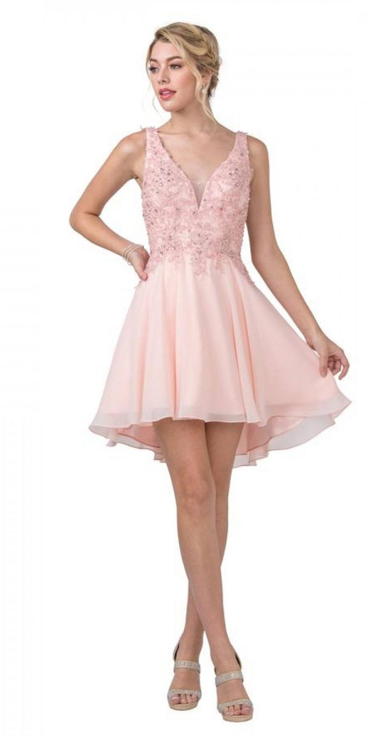 CLEARANCE - Aspeed S2331 Embroidered V-Neck Short A-Line Dress (Size Medium) by DiscountDressShop