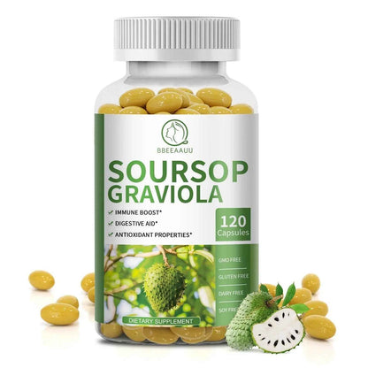 BBEEAAUU Soursop Graviola Extract Capsules for Cell Support and Regeneration, Immunity, Liver, Antioxidants Gut Digestive Health
