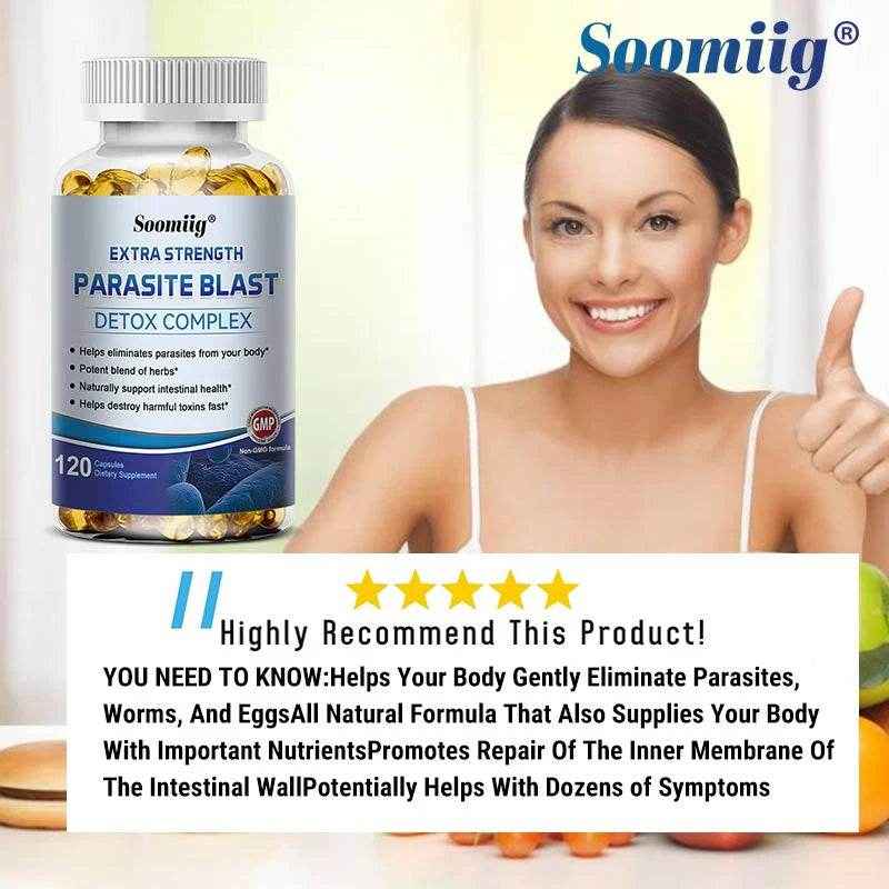 Parasite Detox Gut Health Supplement Supports Digestion and Detoxification Reduces Bloating Boosts Immunity 120 Capsules