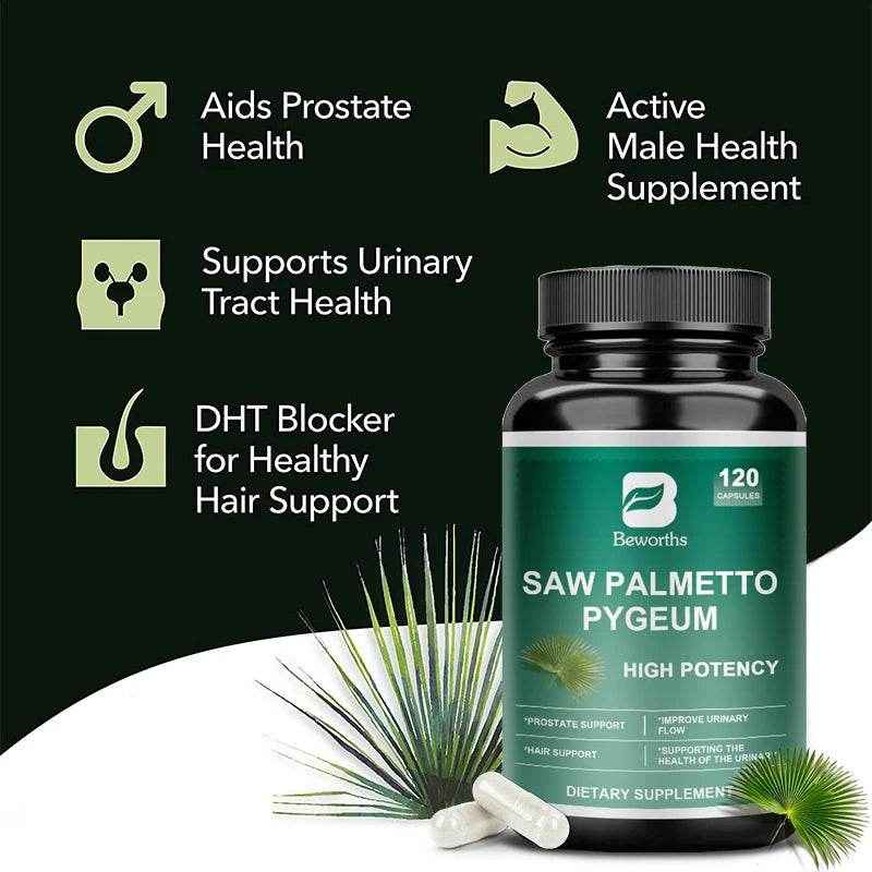 BEWORTHS Saw Palm Supplement Helps Promote Prostate Health &amp; Prevent DHT Hair Loss No Gluten,Non-gmo Hair Growth