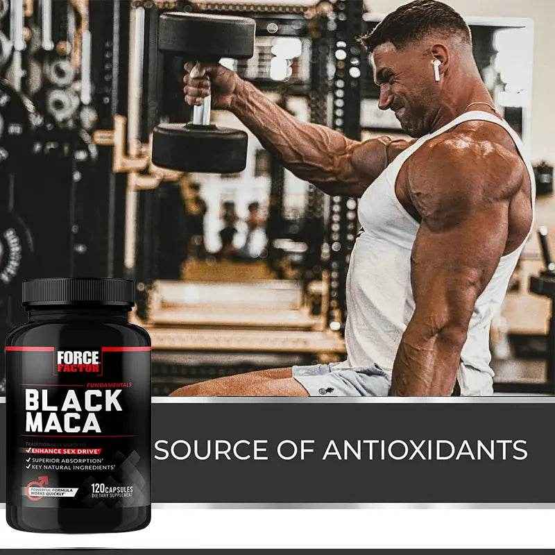 Organic Black Maca Capsules, Helps with Energy, Endurance, Mood Health, Antioxidant Support, Vegan, Non-GMO