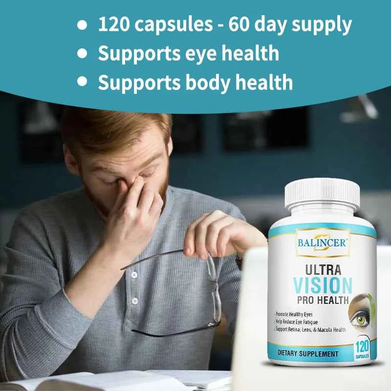 Eye Care Supplement - Contains Lutein, Zinc, Vitamin A antioxidants to help protect eyes and relieve symptoms of fatigue
