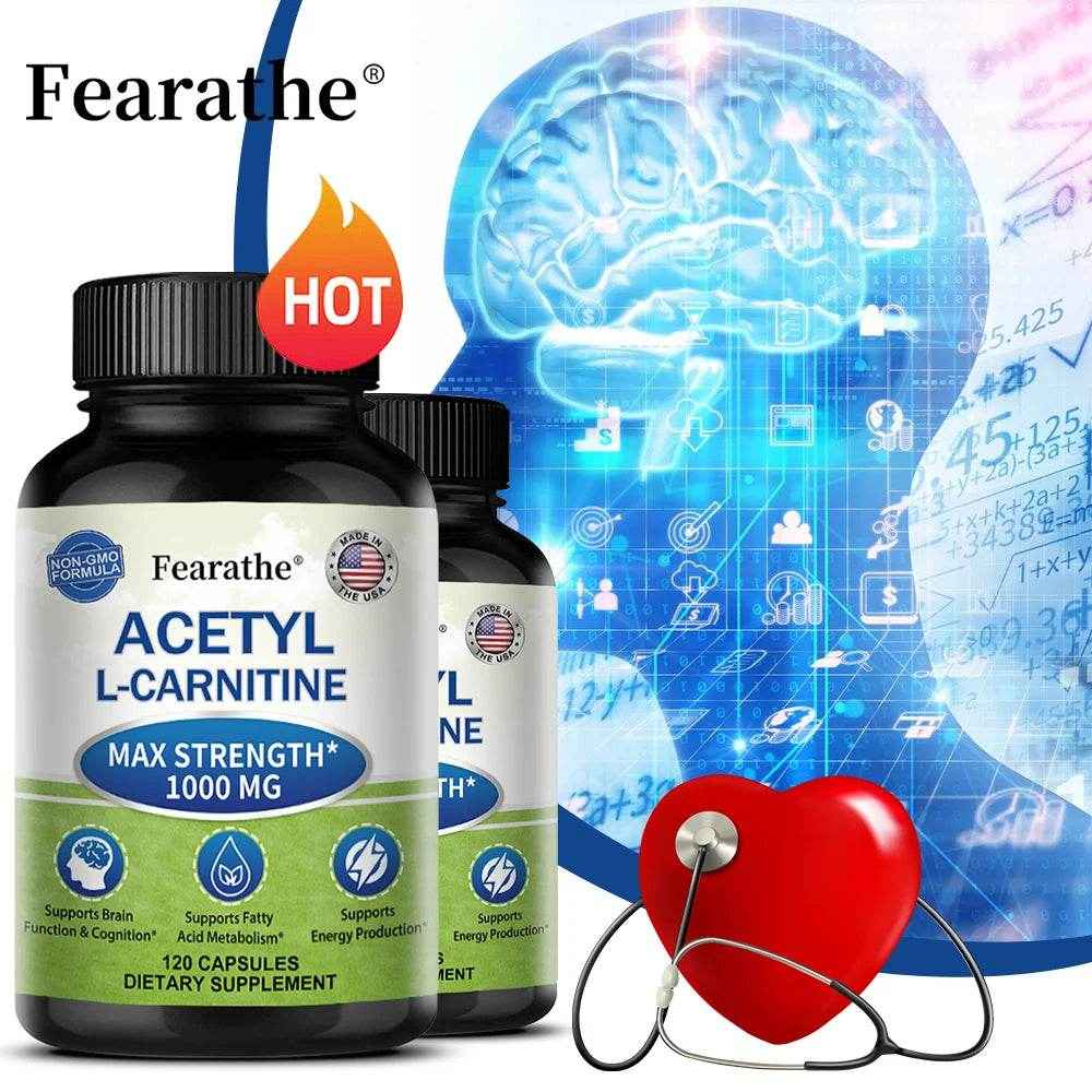 Acetyl L-Carnitine Supplement 1000 mg, Brain and Nerve Cell Function, Fatty Acid Metabolism, Brain Enhancer