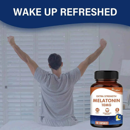 Sleep Melatonin 10 Mg Capsules, Adult Nighttime Sleep Supplement, Helps You Fall Asleep Faster and Deeper, 60 Vegan Capsules