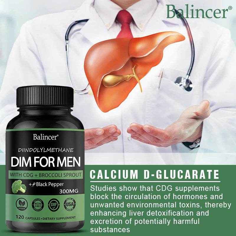 For Men, with Black Pepper Fruit Extract, Premium Hormone Support Formula, Male Enzyme Inhibitor, Detoxification, 120 Capsules
