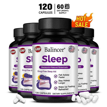 Sleep Supplement - Melatonin + Natural Plant Extracts, Promotes Healthy Sleep Cycles, Supports Immune Health, Antioxidant