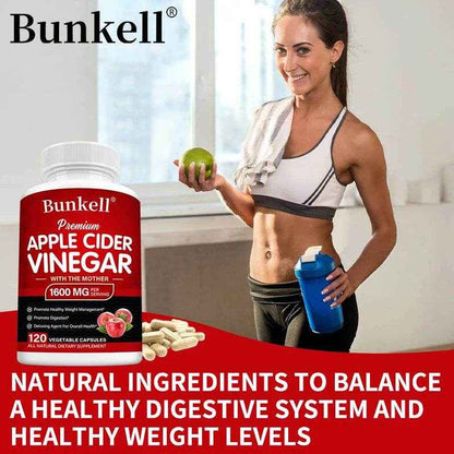 Bunkell Apple Cider Vinegar Supplement, Digestion Boosting, Cleansing, Detoxification, Metabolism and Fat Burning