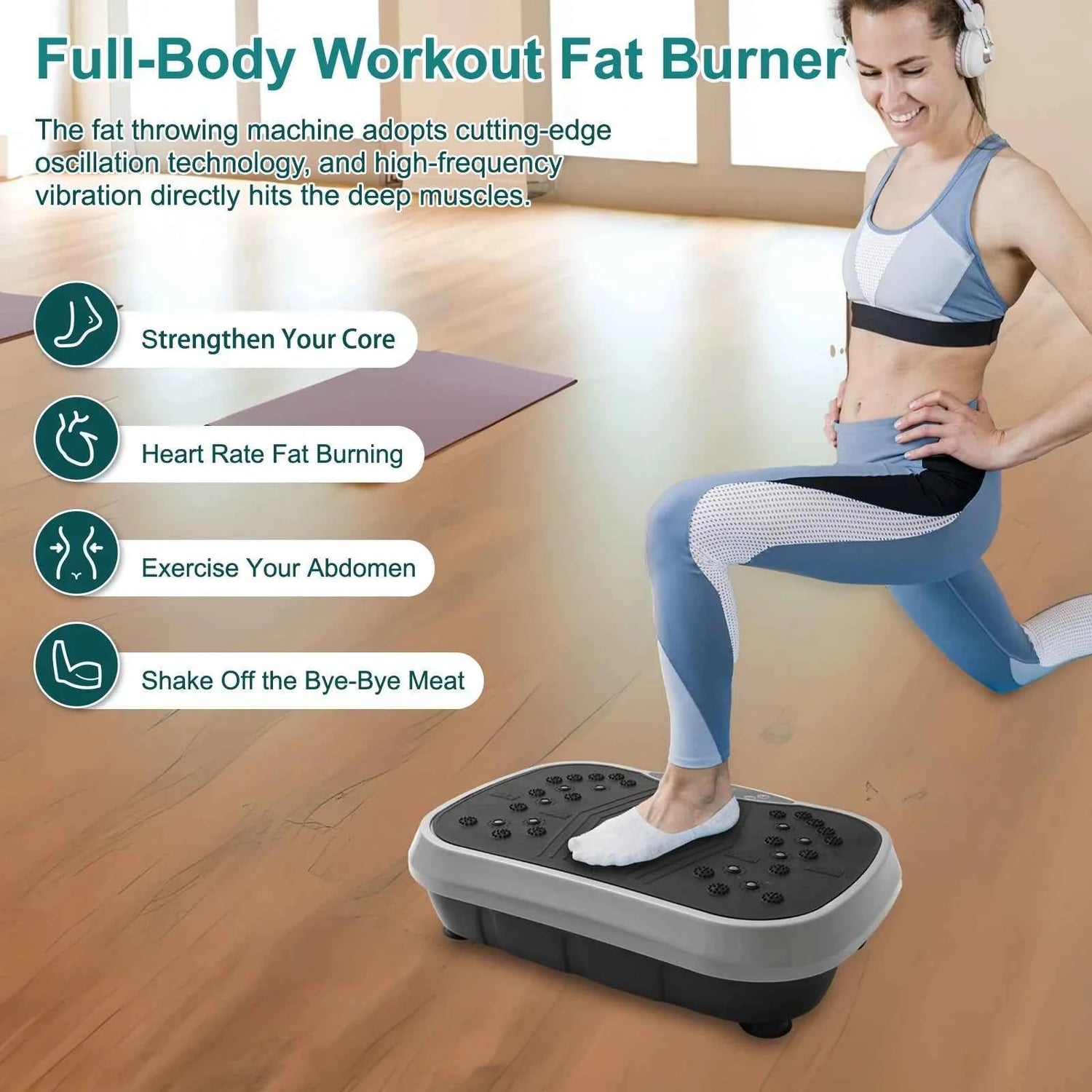 Portable Fat-Burning Vibration Plate Platform – Whole Body Workout Shaping Machine for Home Fitness