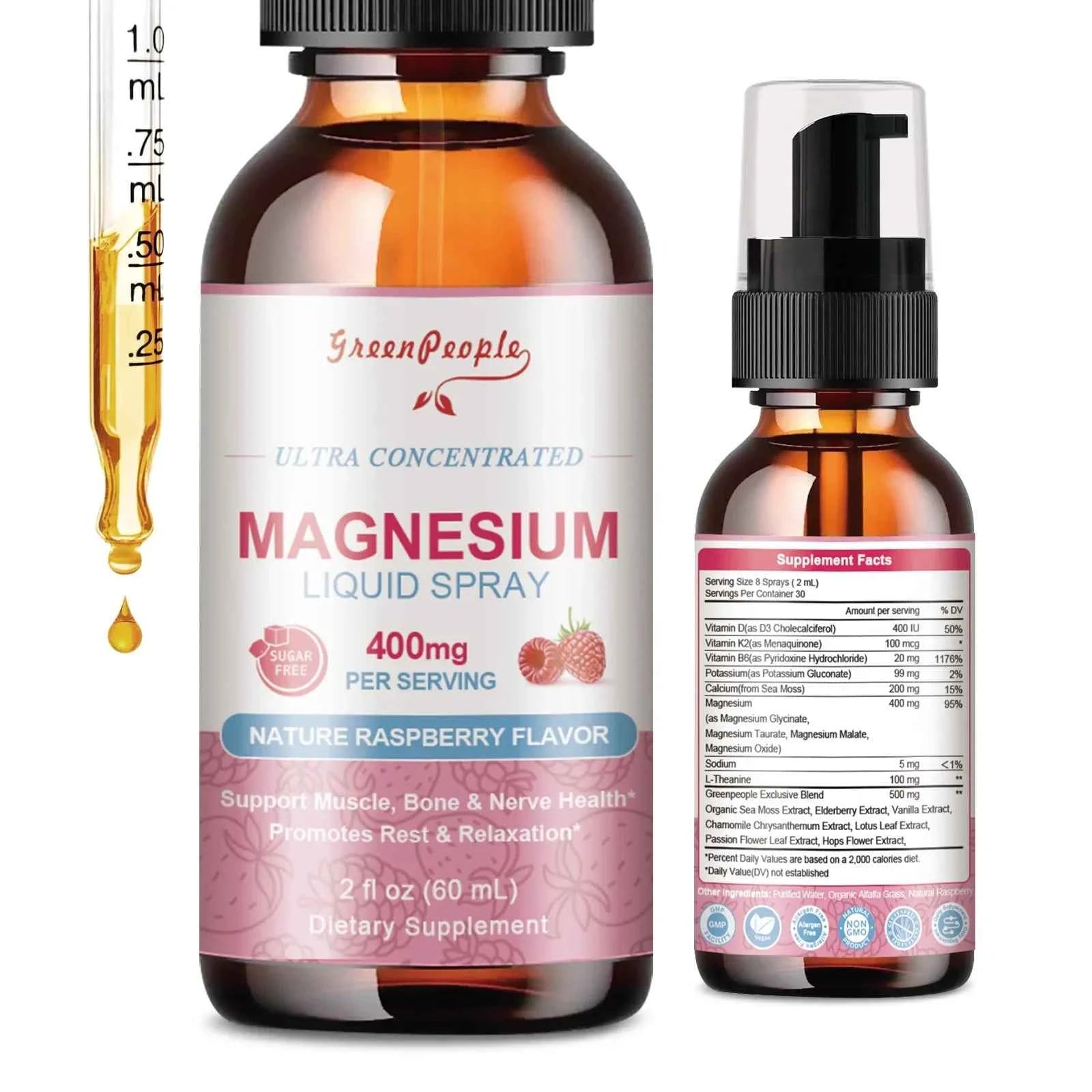 Magnesium Glycinate Liquid, 400mg Magnesium Liquid Supplement with Vitamin B6, C, D, Zinc, Magnesium for Kids and Adults