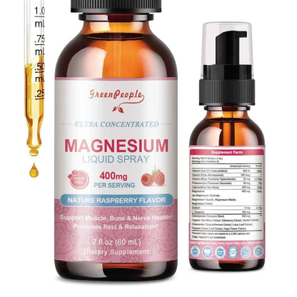 Magnesium Glycinate Liquid, 400mg Magnesium Liquid Supplement with Vitamin B6, C, D, Zinc, Magnesium for Kids and Adults