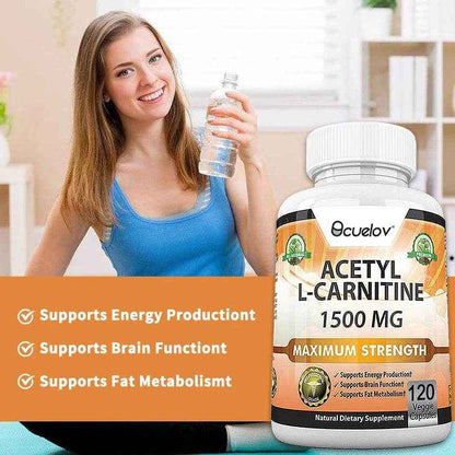 Acetyl L-Carnitine 1500 mg, Supports Efficient Energy Production, Brain Function, Fat Metabolism, 120 Capsules