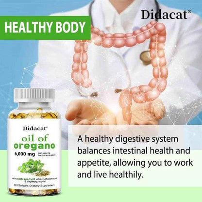 Oregano Oil 6000mg Softgels with Black Seed Oil Strength For Gut Health, Digestive Health, Immune Support